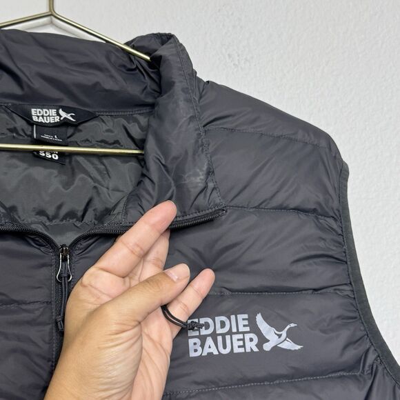Eddie Bauer Men Vest Large Down 550 Puffer Charcoal Packable Outdoor Hiking - Picture 5 of 12